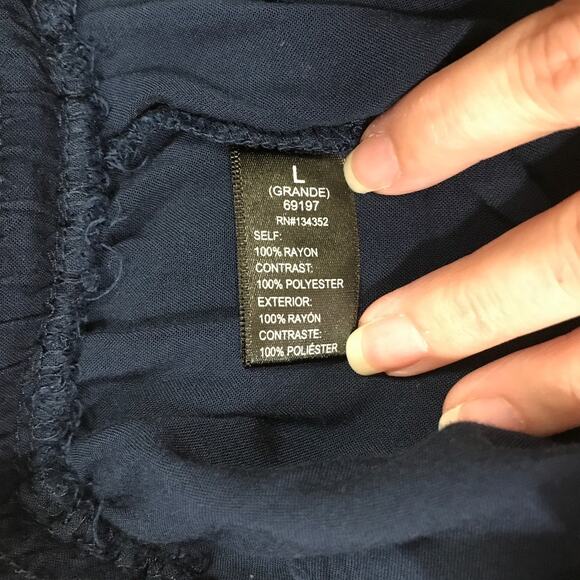 Ambiance Apparel Navy Blue Sheer Short Shorts Lace Hem L - Picture 4 of 6